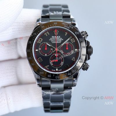 Swiss Grade Rolex Cosmo Daytona Black Demon Watch Arabic Numbers